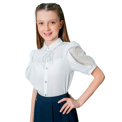 Блузка школьная для девочки Deloras C64209S молочная 1